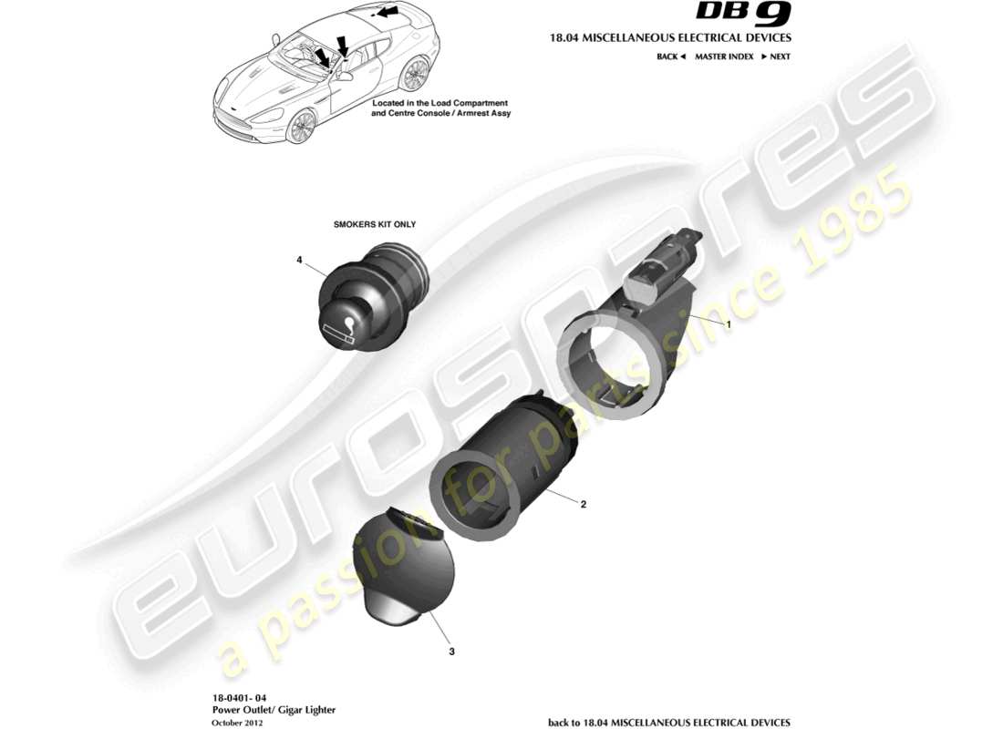 aston martin db9 (2013) power socket part diagram