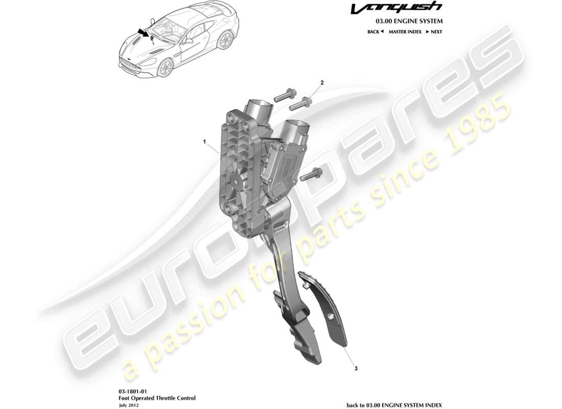 aston martin vanquish (2016) throttle control part diagram