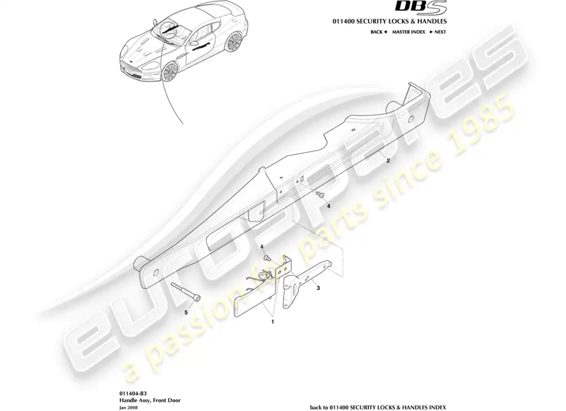 aston martin dbs (2012) handle assembly parts diagram