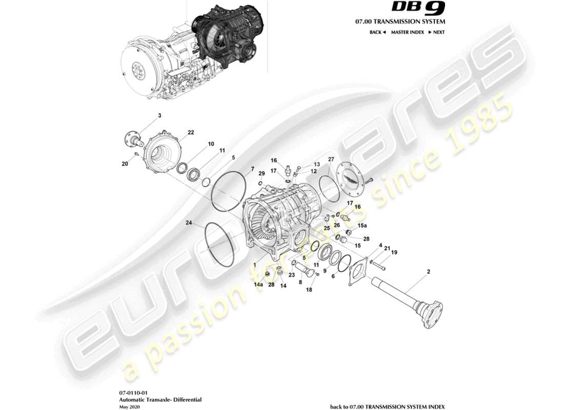 aston martin db9 (2014) differential parts diagram