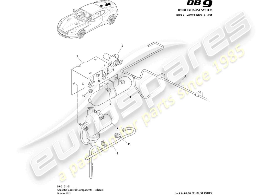 aston martin db9 (2014) acoustic control parts diagram