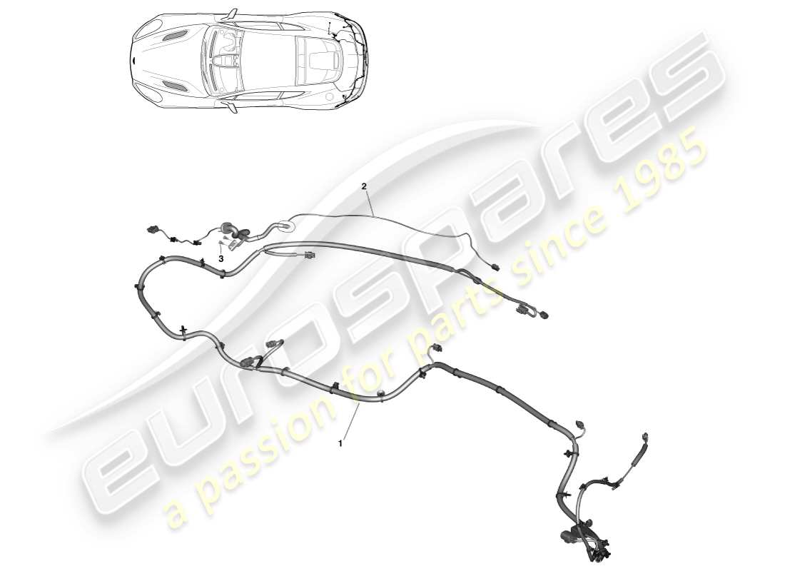 aston martin vanquish (2013) rear end harness, coupe part diagram