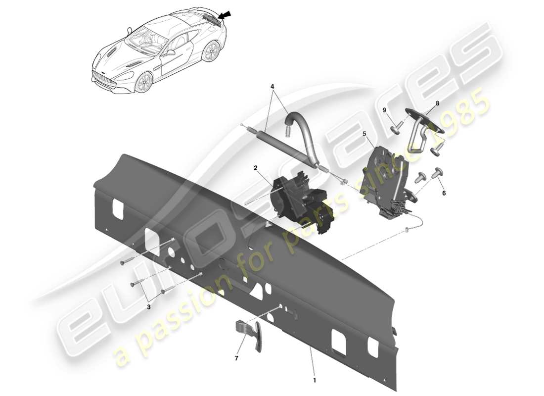 aston martin vanquish (2013) rear closure latches part diagram