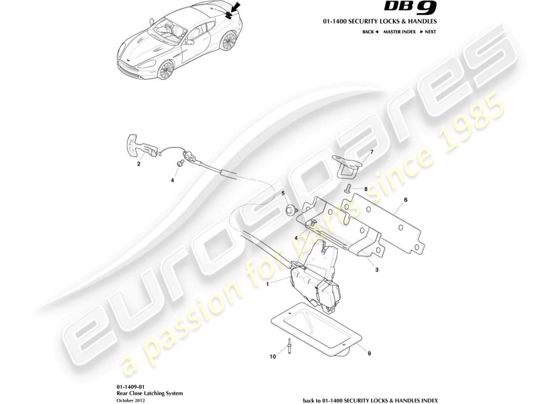 aston martin db9 (2015) rear closure latches part diagram