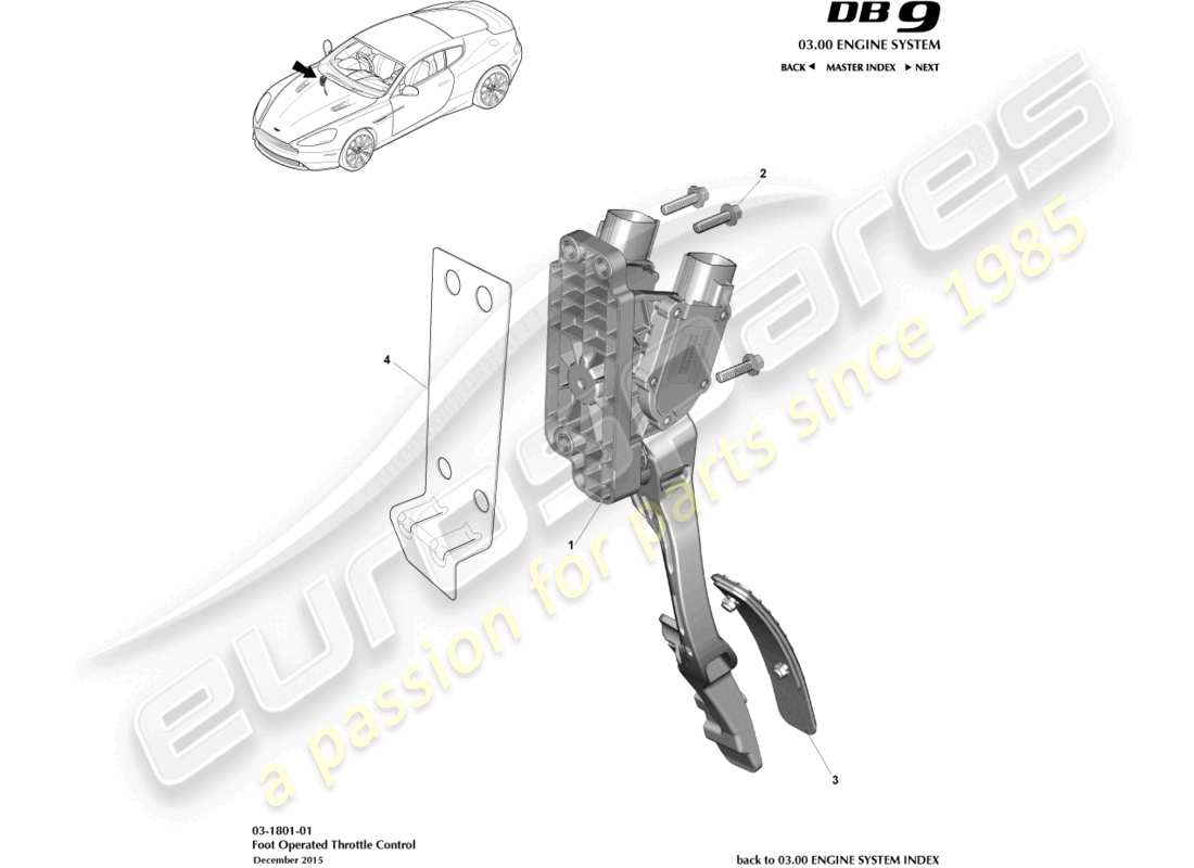 aston martin db9 (2015) throttle control part diagram