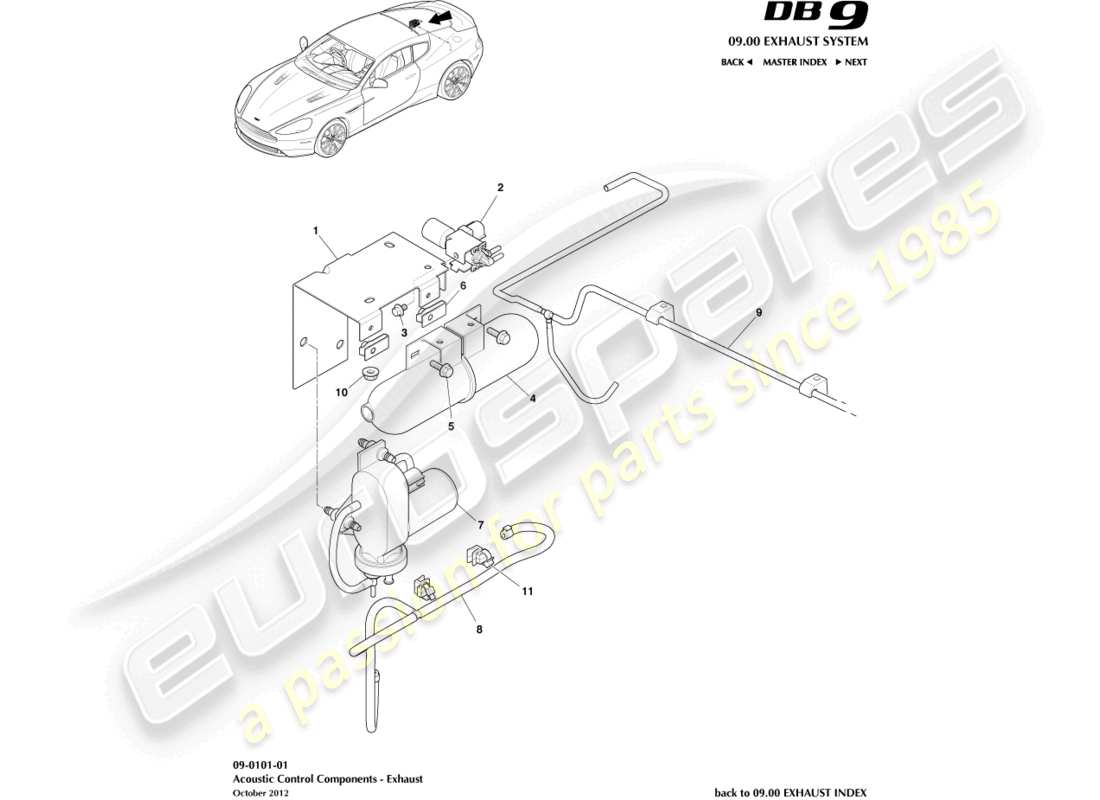 aston martin db9 (2015) acoustic control part diagram