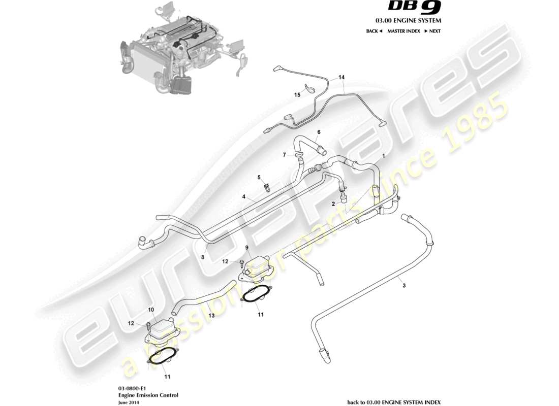 aston martin db9 (2016) emission control part diagram
