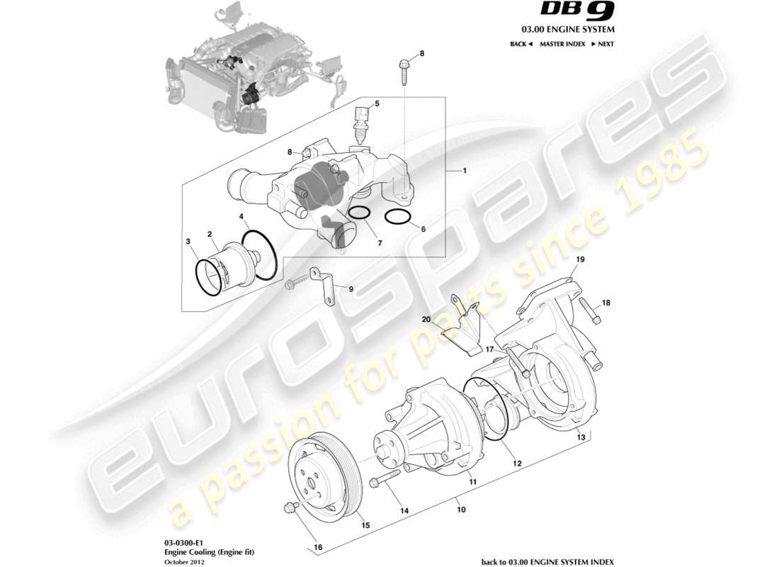 aston martin db9 (2015) engine cooling part diagram