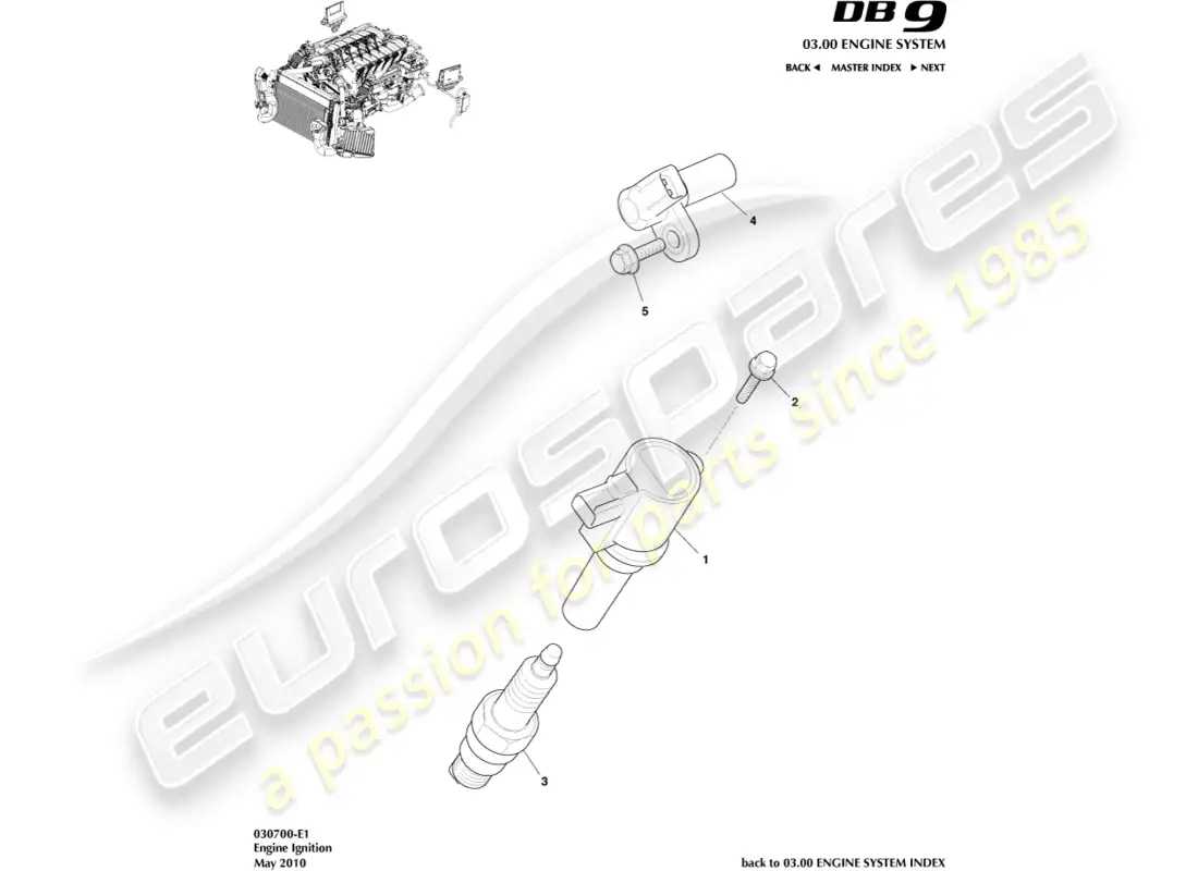 aston martin db9 (2012) ignition parts diagram