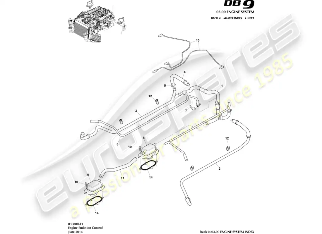 aston martin db9 (2012) emission control parts diagram