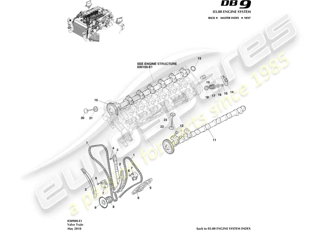 aston martin db9 (2012) valve train parts diagram