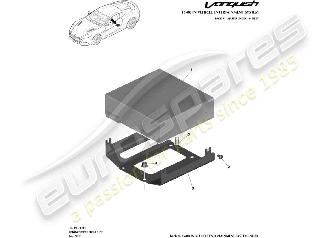 aston martin vanquish (2016) infotainment head unit part diagram