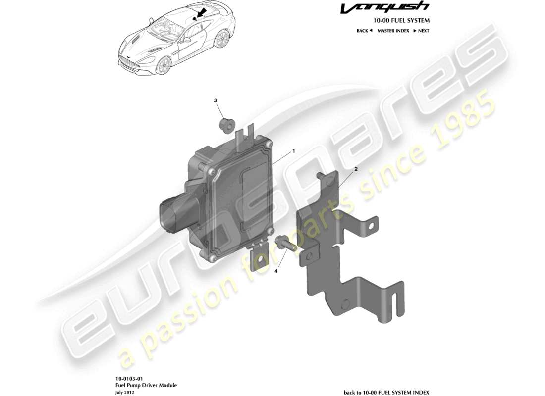 aston martin vanquish (2016) fuel pump module part diagram