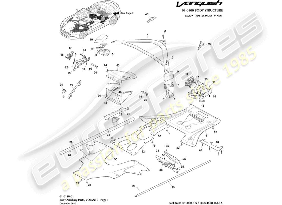 aston martin vanquish (2018) ancillary parts, volante, page 1 part diagram