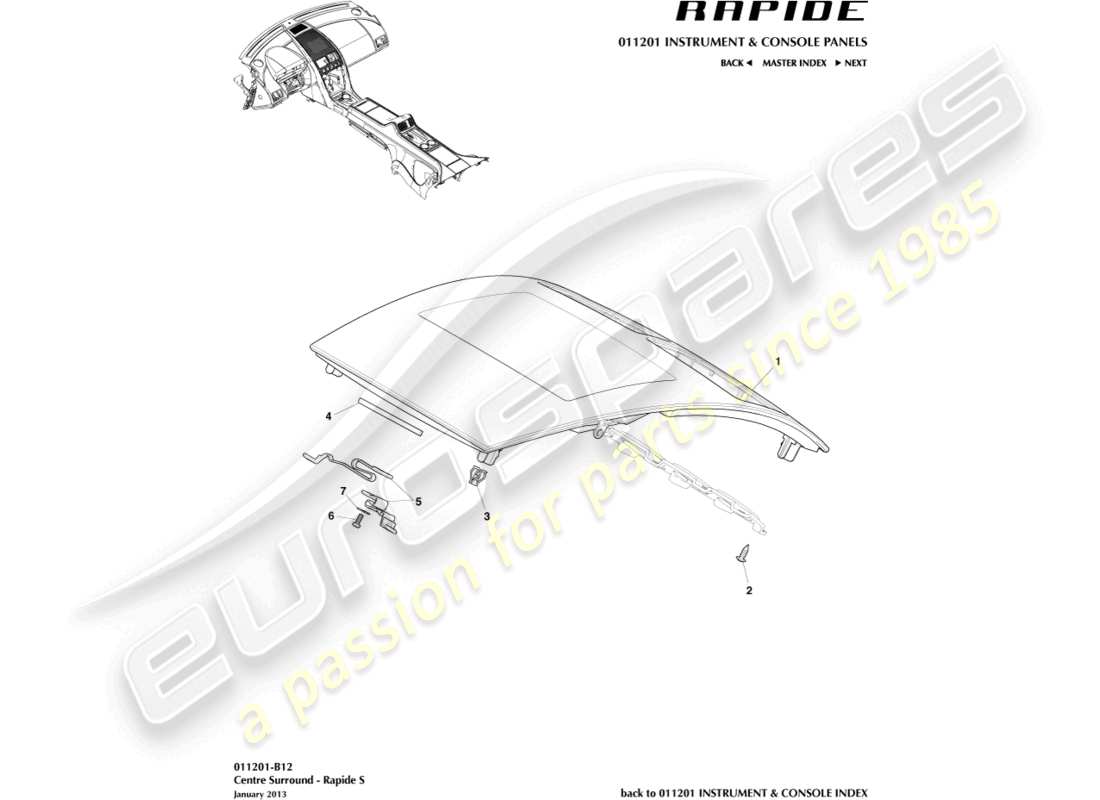 a part diagram from the aston martin rapide (2019) parts catalogue