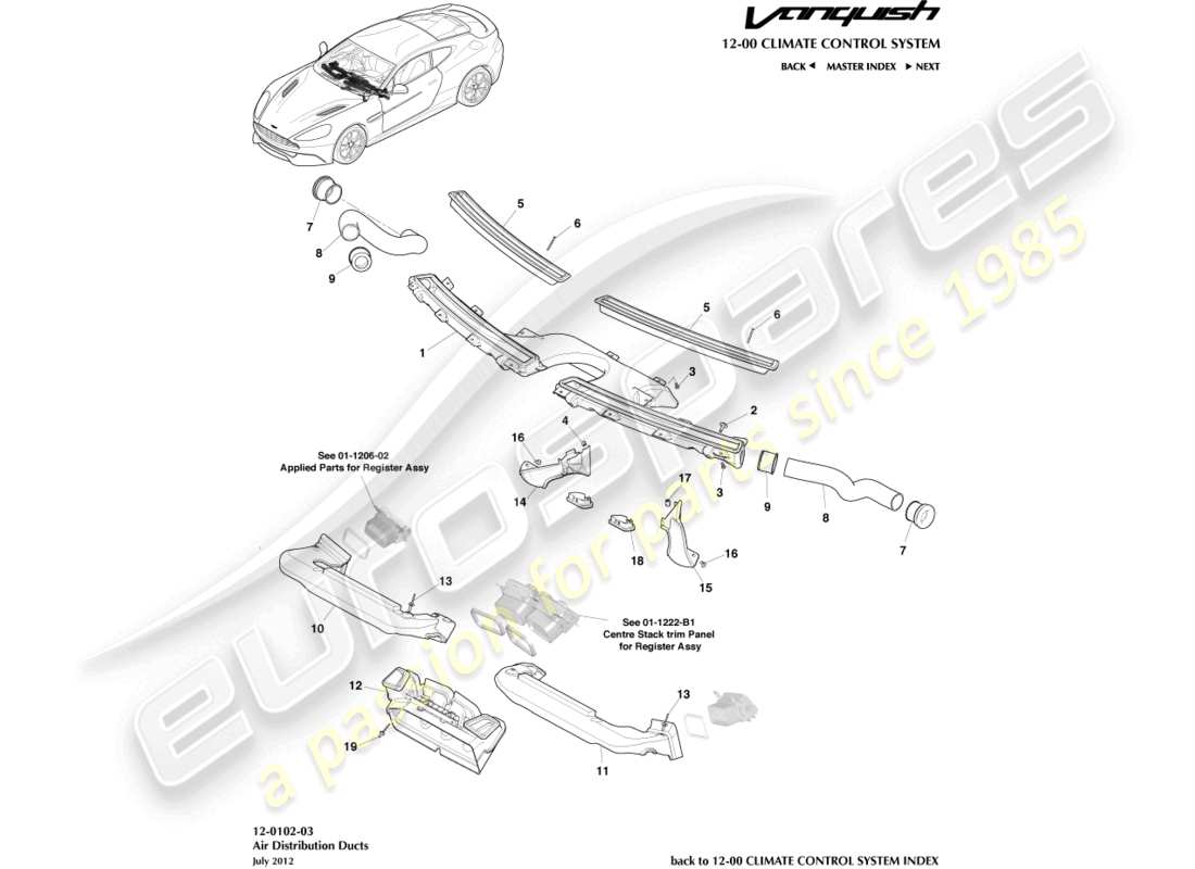a part diagram from the aston martin vanquish (2016) parts catalogue