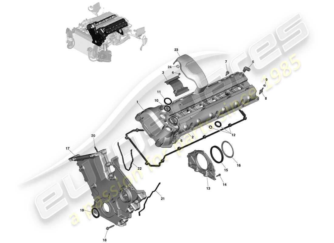 aston martin vanquish (2013) engine sealing part diagram