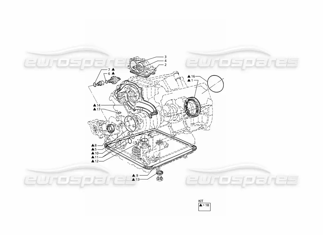 maserati ghibli 2.8 (abs) gaskets and oil seals for block overhaul part diagram