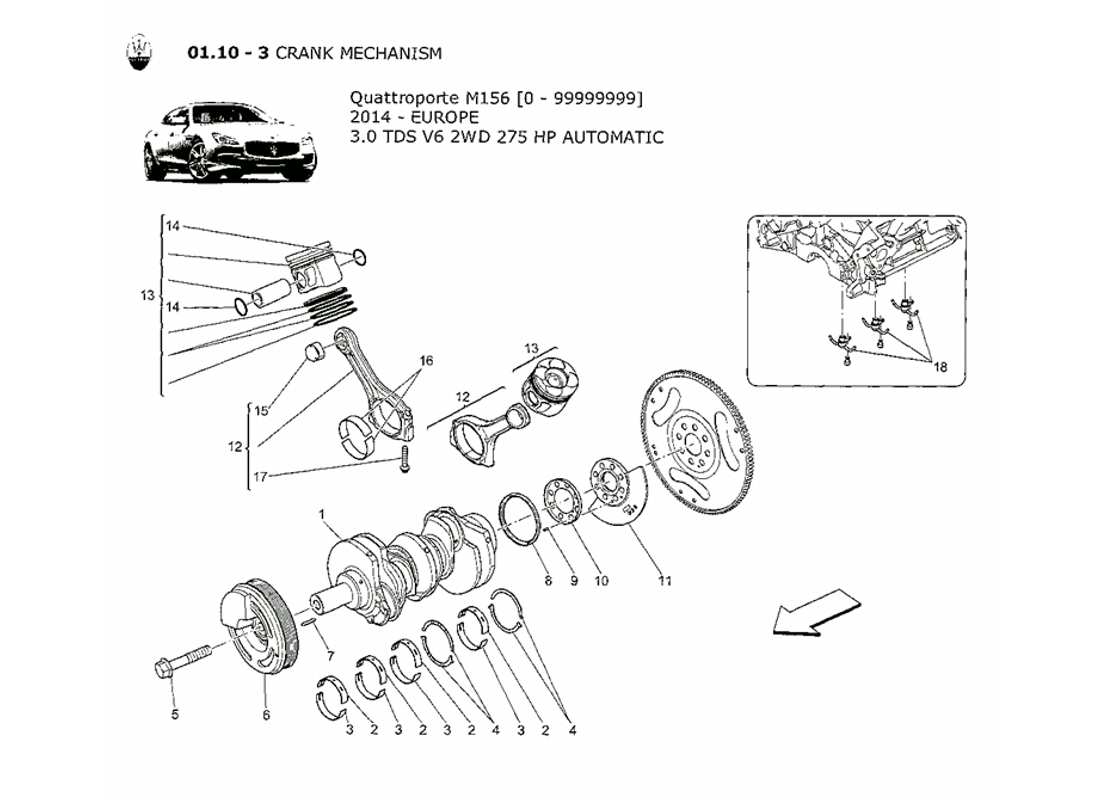 MASERATI QTP. V6 3.0 TDS 275BHP 2014 CRANK MECHANISM PART DIAGRAM maserati qtp. v6 3.0 tds 275bhp 2014 crank mechanism part diagram