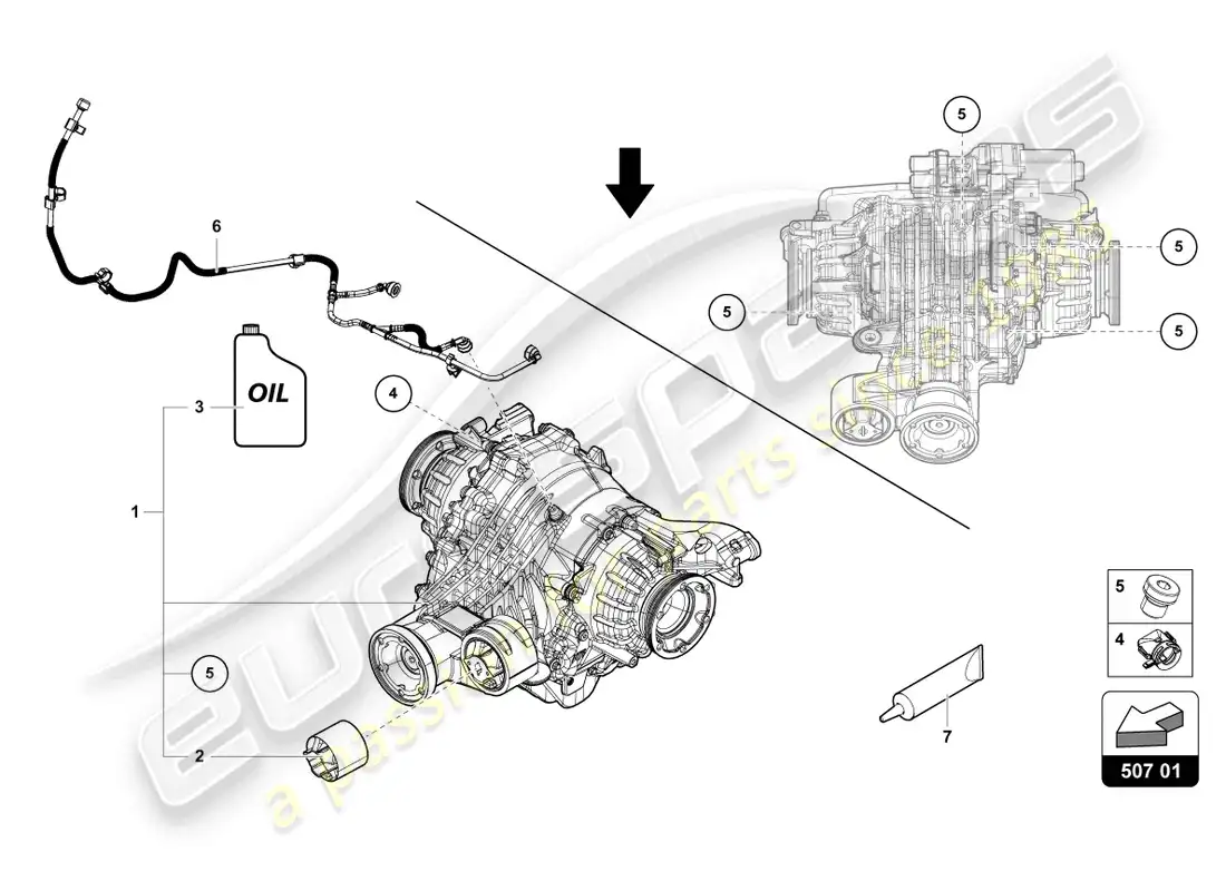lamborghini urus (2022) differential rear parts diagram