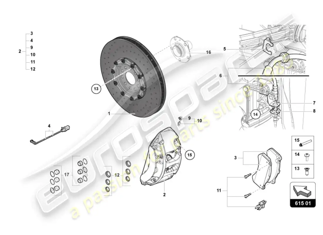 lamborghini ultimae (2022) brake disc front parts diagram