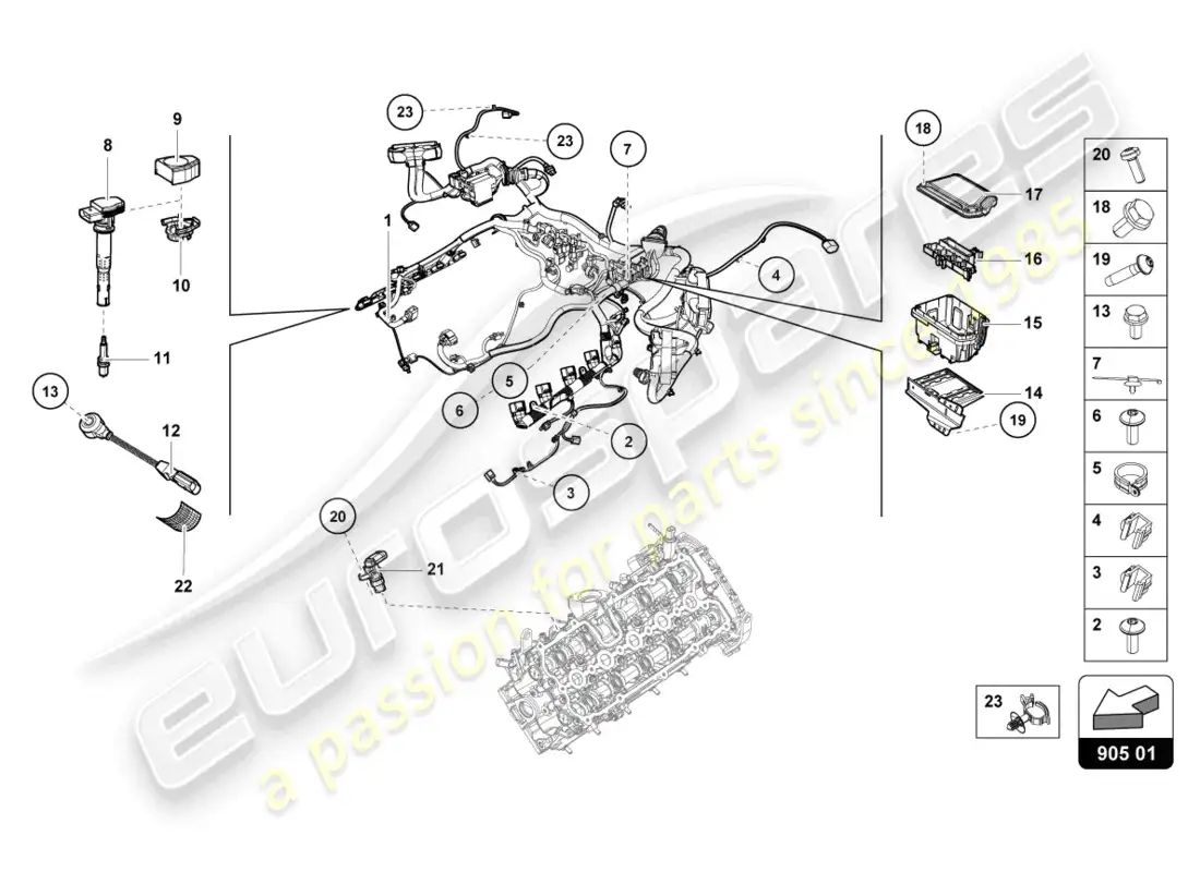 lamborghini tecnica (2024) ignition system parts diagram