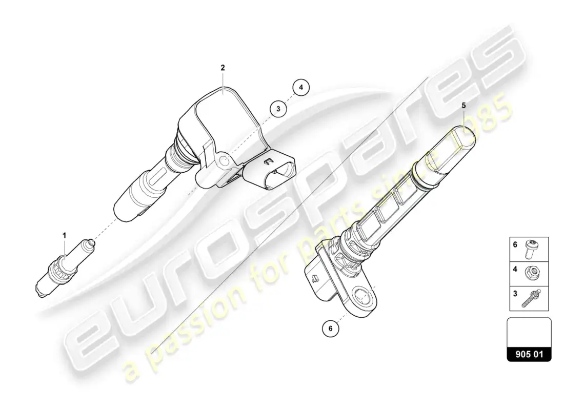 lamborghini urus (2021) ignition coil with spark plug connector parts diagram