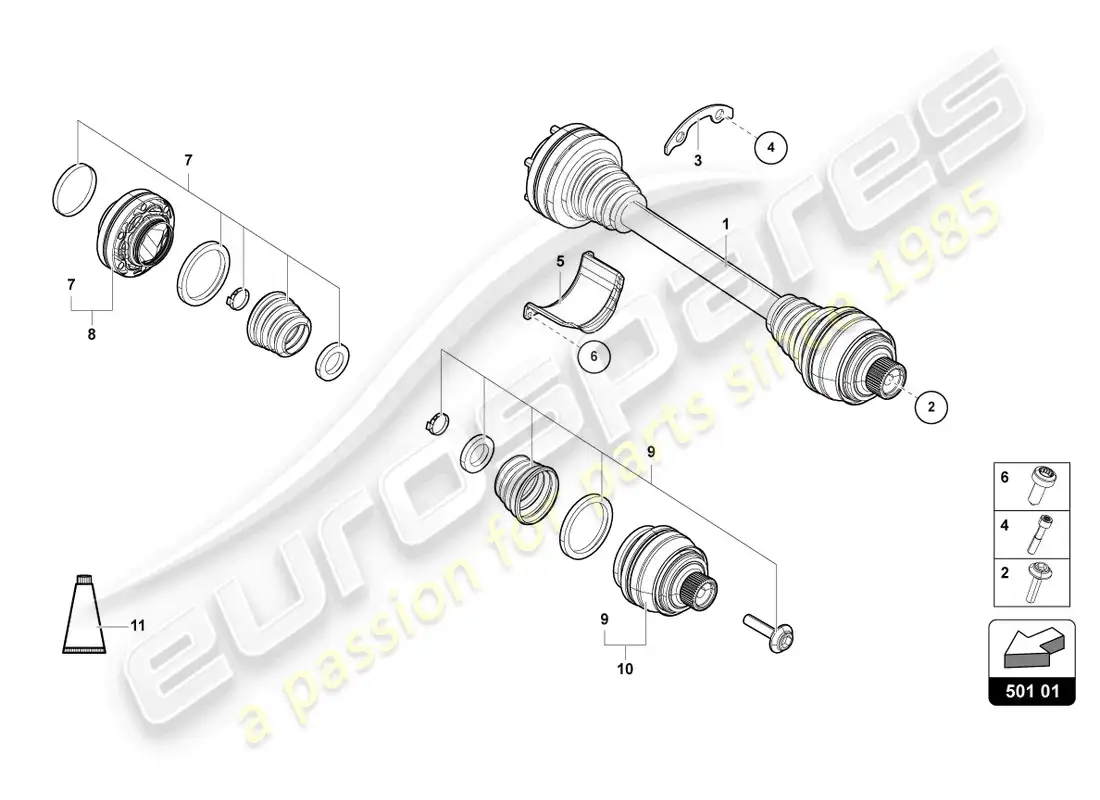 lamborghini urus (2020) axle shaft parts diagram