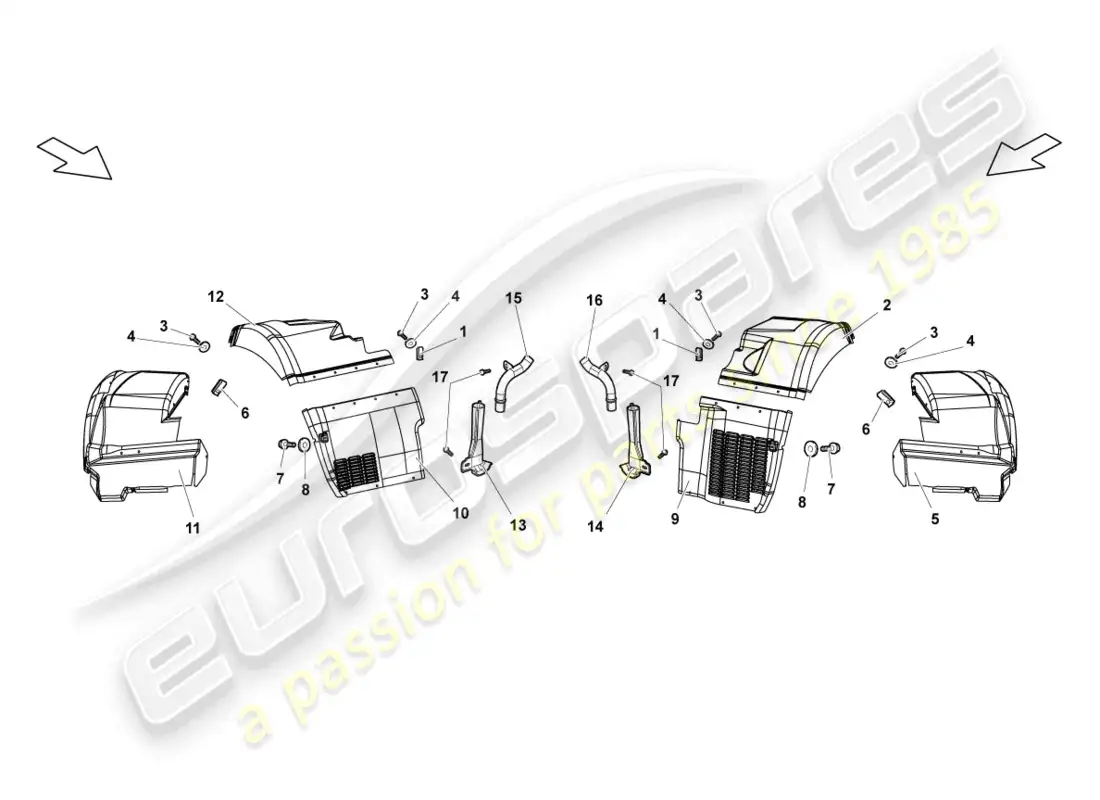 lamborghini reventon wheel housing liner rear parts diagram