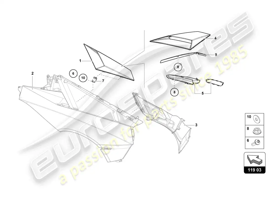 lamborghini ultimae (2022) air intake trim plate parts diagram