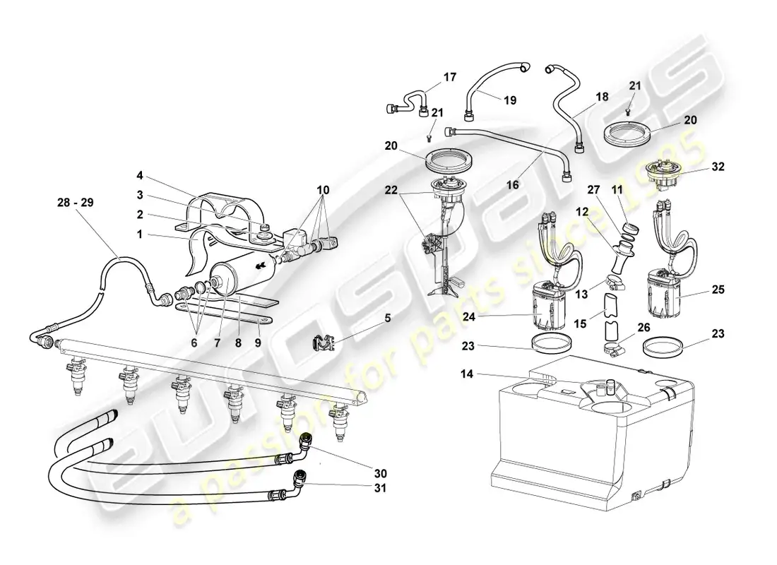 lamborghini reventon fuel line with breather pipe parts diagram