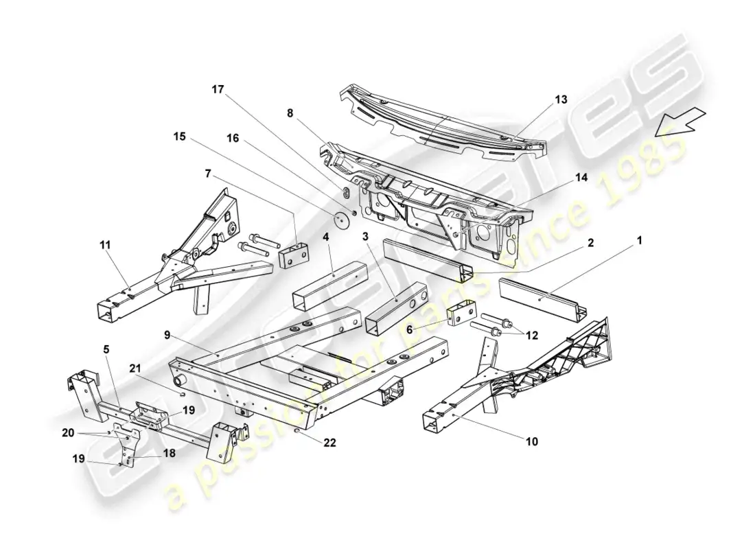 lamborghini gallardo spyder (2006) bodywork front part part diagram