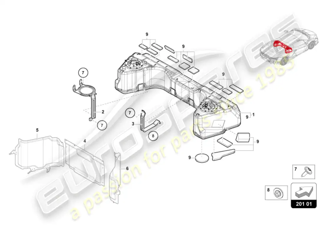 lamborghini revuelto coupe (2024) fuel tank parts diagram