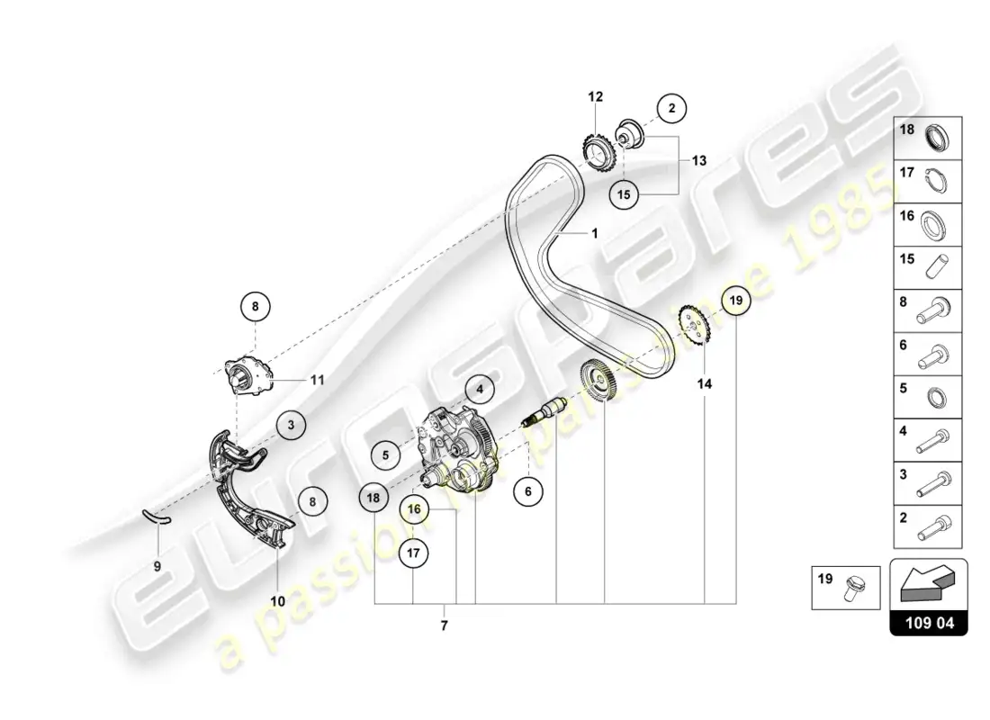 lamborghini sto (2022) timing chain parts diagram