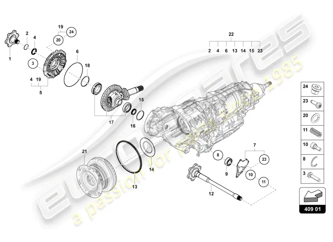 lamborghini urus (2021) differential parts diagram