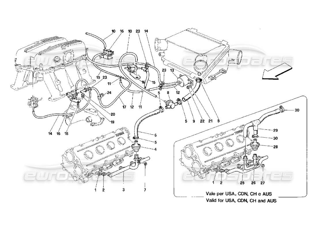 ferrari 348 (2.7 motronic) air injection device part diagram