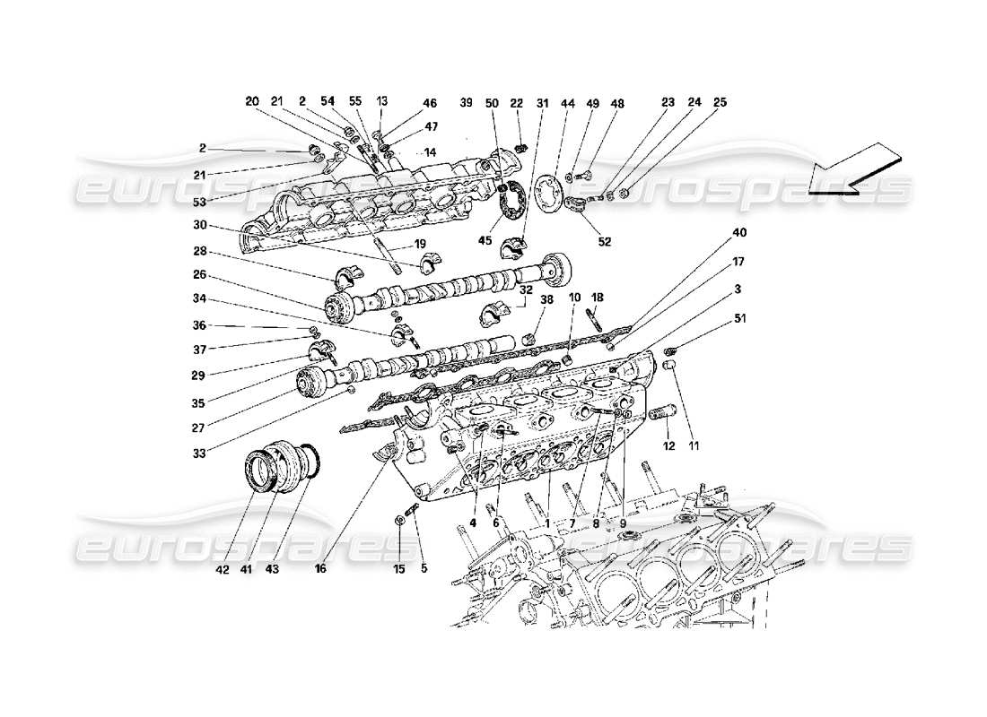 ferrari 348 (2.7 motronic) rh cylinder head part diagram