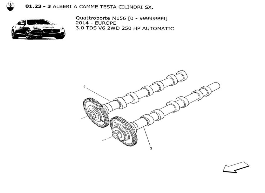MASERATI QTP. V6 3.0 TDS 250BHP 2014 LH CYLINDER HEAD CAMSHAFTS PART DIAGRAM maserati qtp. v6 3.0 tds 250bhp 2014 lh cylinder head camshafts part diagram