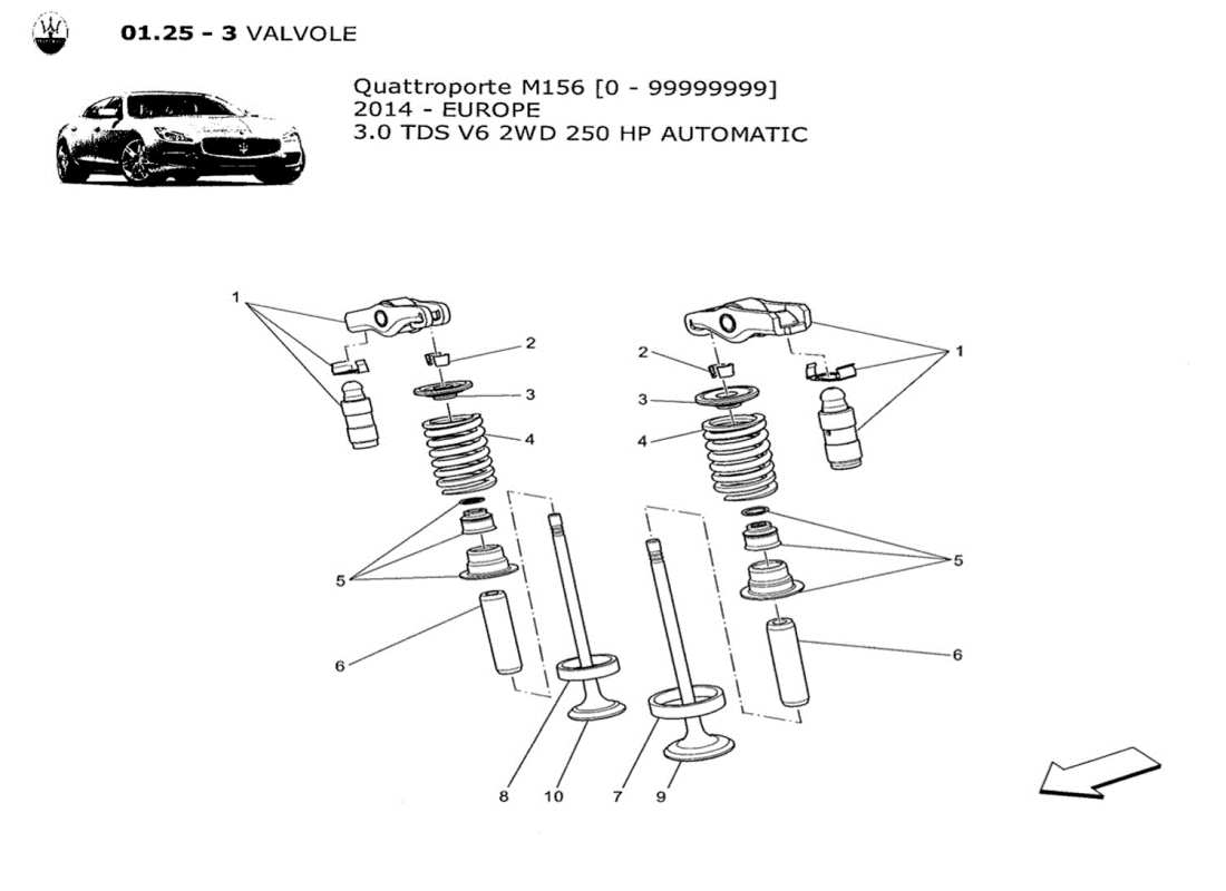 MASERATI QTP. V6 3.0 TDS 250BHP 2014 VALVES PART DIAGRAM maserati qtp. v6 3.0 tds 250bhp 2014 valves part diagram