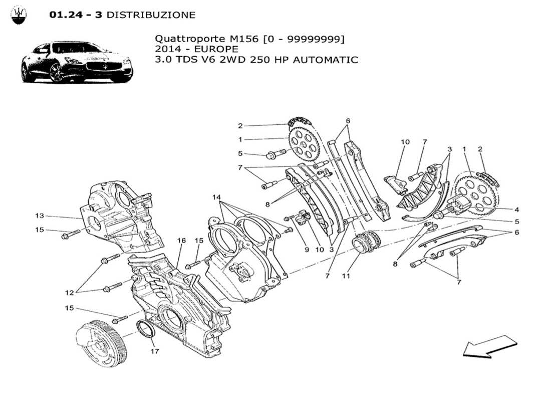 MASERATI QTP. V6 3.0 TDS 250BHP 2014 TIMING PART DIAGRAM maserati qtp. v6 3.0 tds 250bhp 2014 timing part diagram