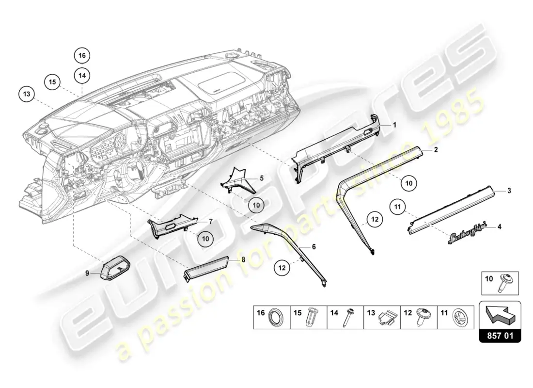 lamborghini urus performante (2023) trim panel for dash panel parts diagram