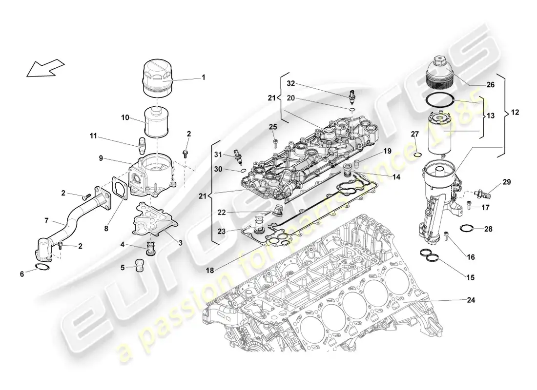 lamborghini gallardo coupe (2004) oil filter parts diagram