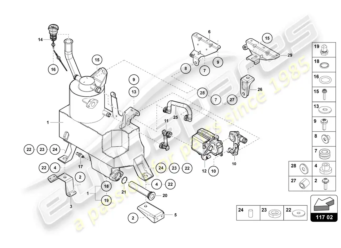 lamborghini countach lpi 800-4 (2022) oil container parts diagram