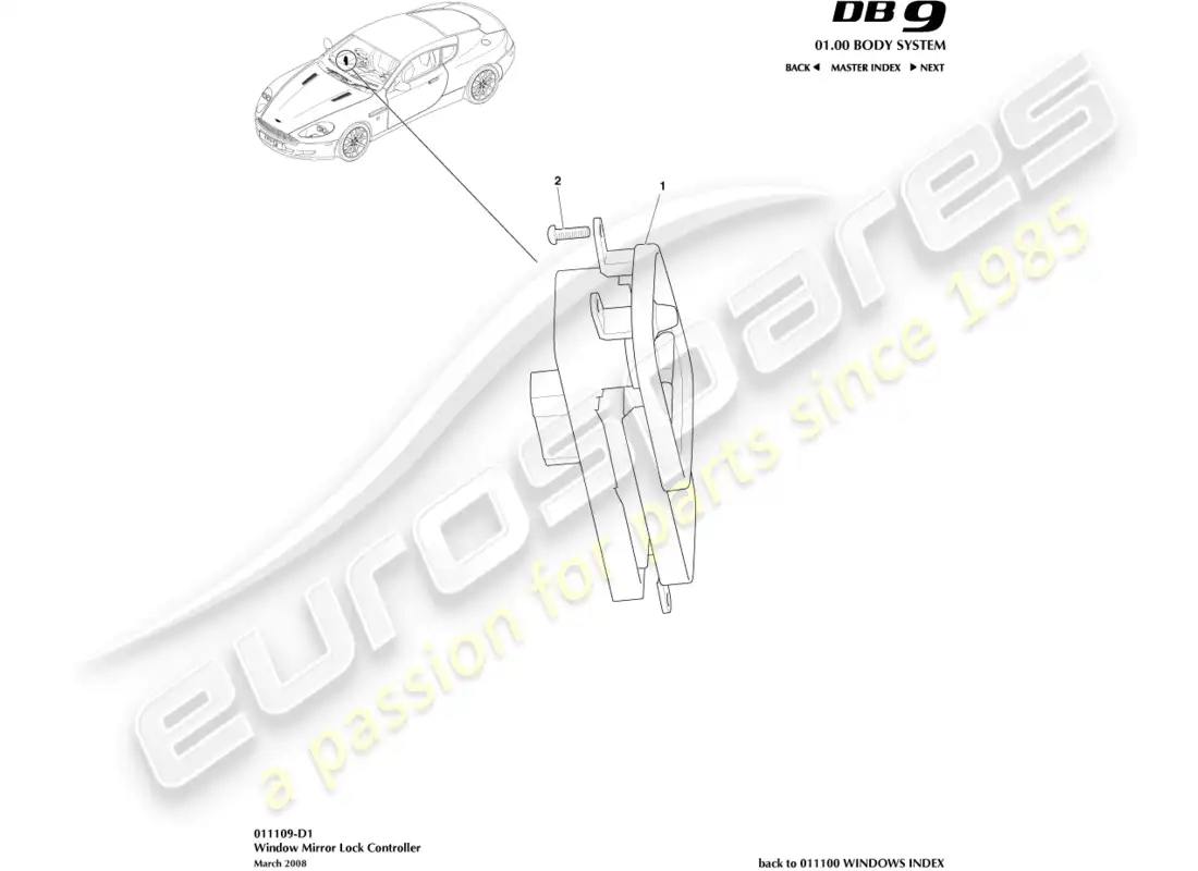 aston martin db9 (2004) window/mirror lock controller parts diagram