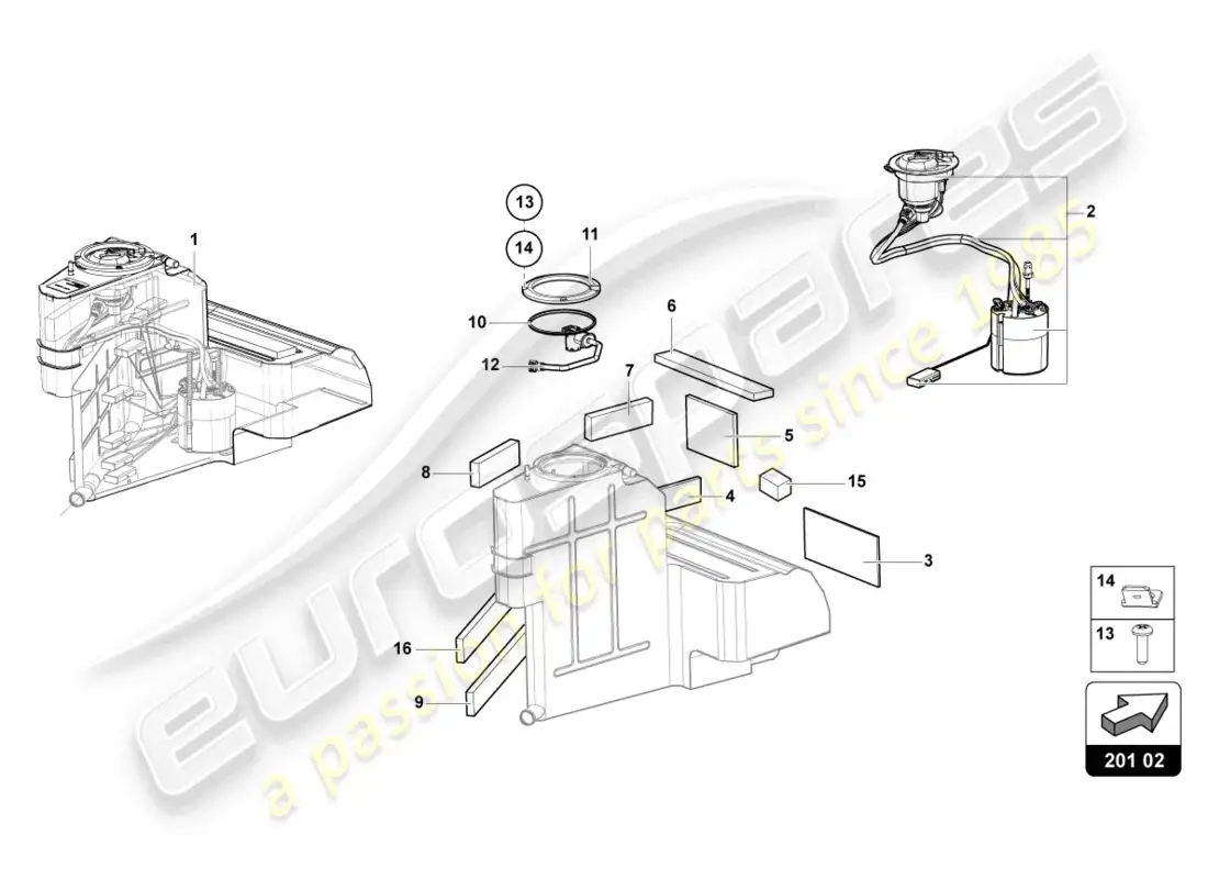 lamborghini ultimae (2022) fuel tank left parts diagram