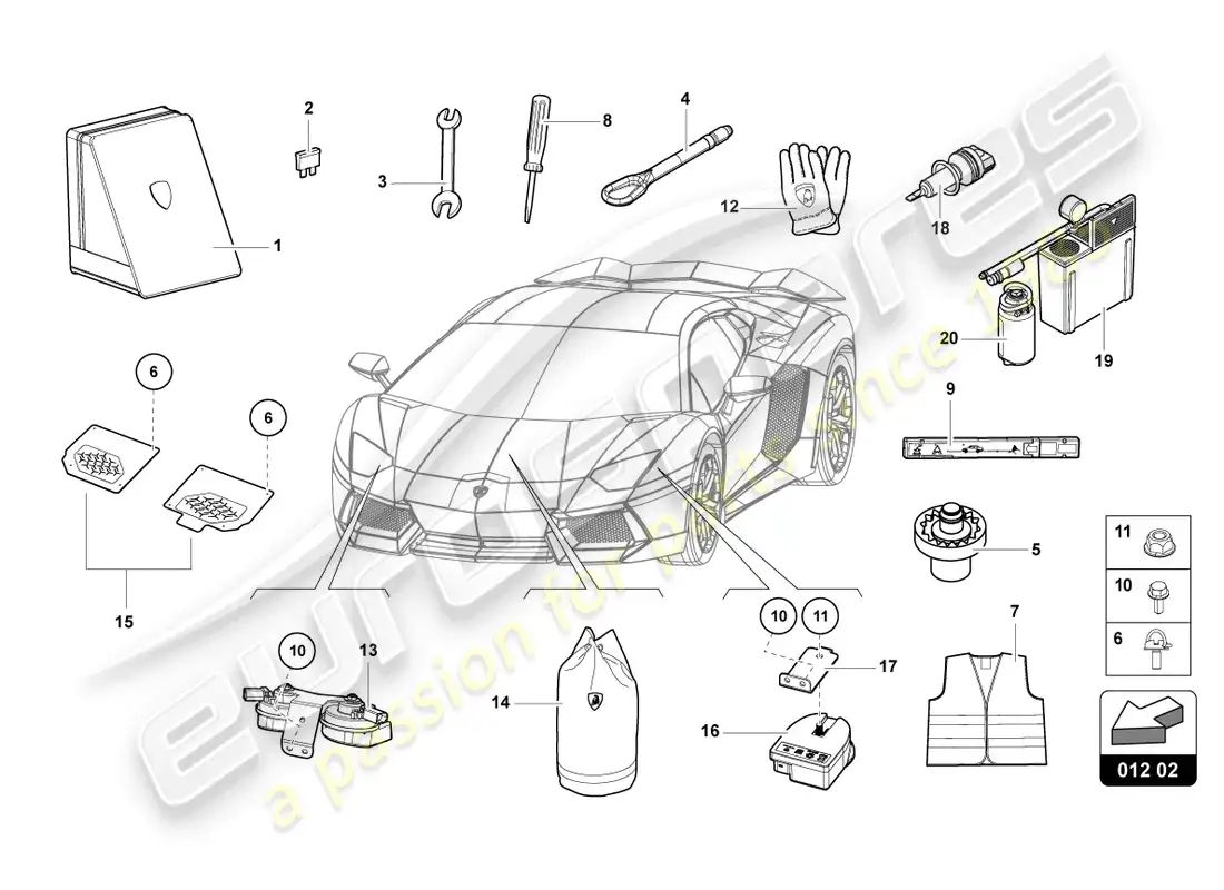 lamborghini ultimae (2022) vehicle tools parts diagram