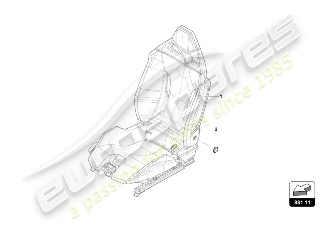 lamborghini evo coupe (2022) repair kit for seat parts diagram