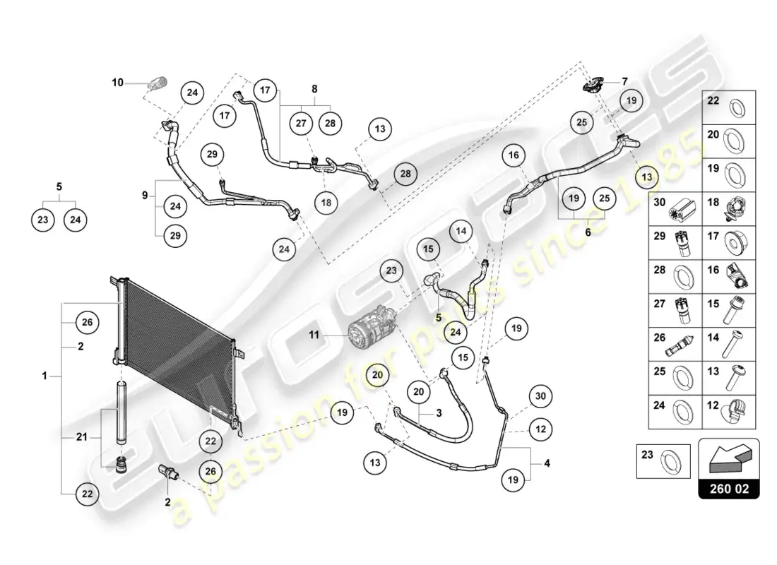 lamborghini urus (2022) a/c condenser parts diagram