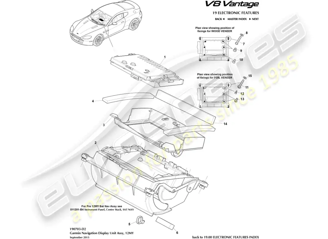 aston martin v8 vantage (2015) navigation display, 12my part diagram