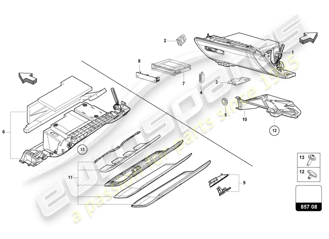 lamborghini urus performante (2024) glove box parts diagram